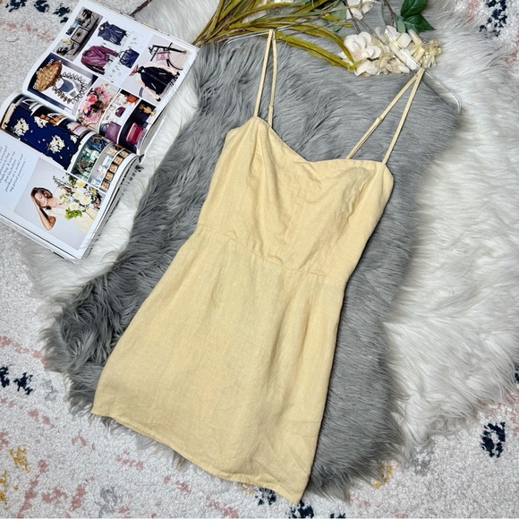 Reformation Roarke Butter Yellow Linen Women’s Strappy Mini Dress Sz 6 - Picture 15 of 15